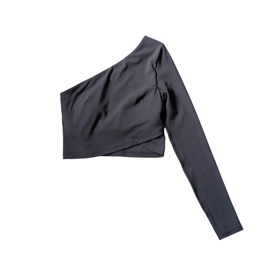 Lululemon Align Asymmetrical Long Sleeve Nylon Athletic Black Crop Top